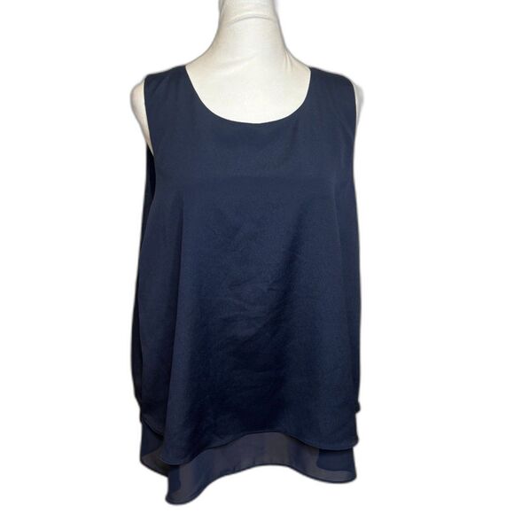 Lauren Ralph Lauren Navy Blue Tank Top Layered Blouse Womens Designer - Picture 6 of 8